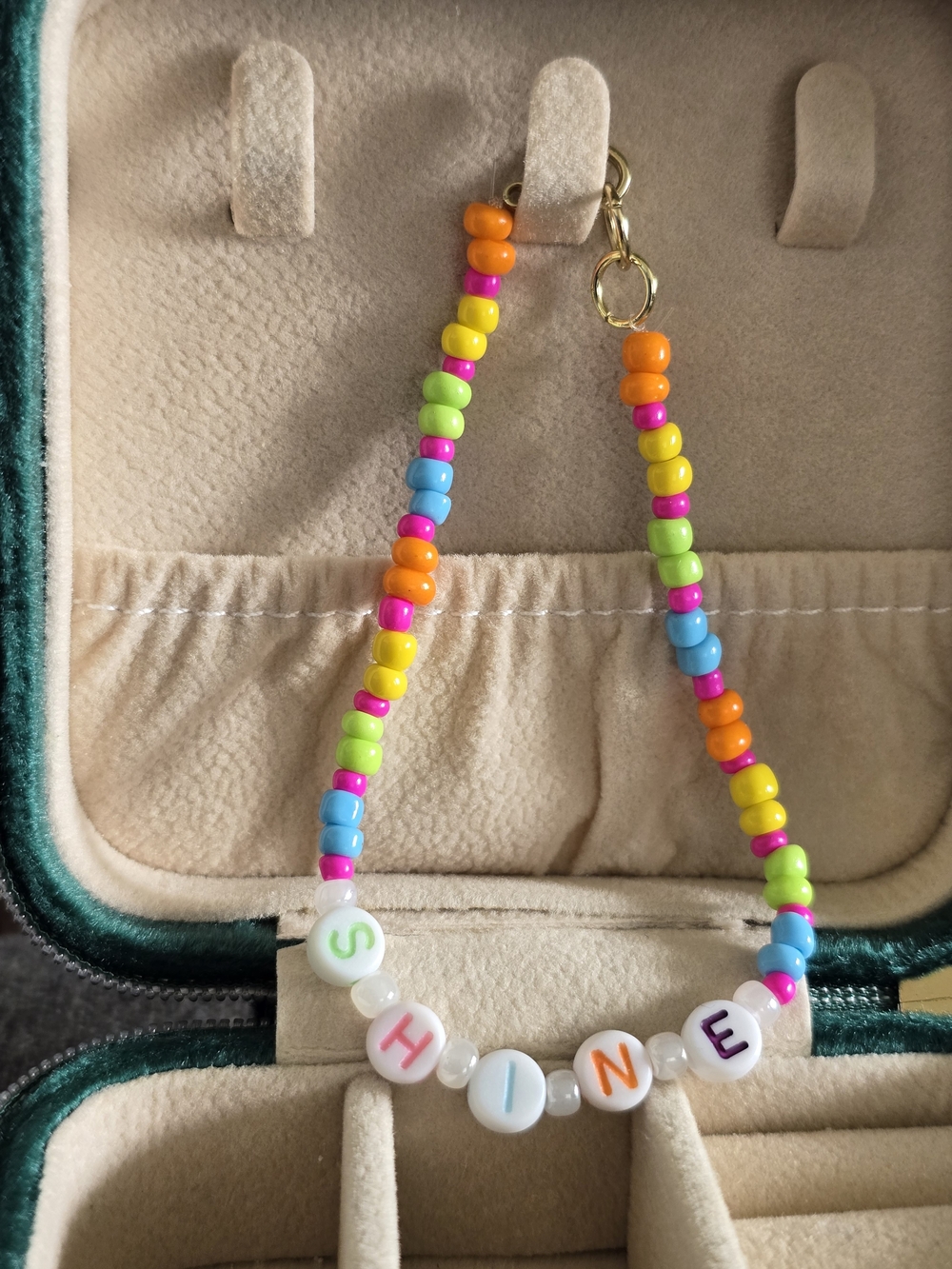 ​Neon Rainbow "SHINE" Beaded Word Bracelet NWT - Handmade Jewelry - Picture 2 of 5